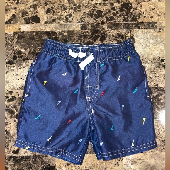 Nautica Toddler Swim Trunks 2T Navy with Multi-Color Nautica Logo - Picture 2 of 6